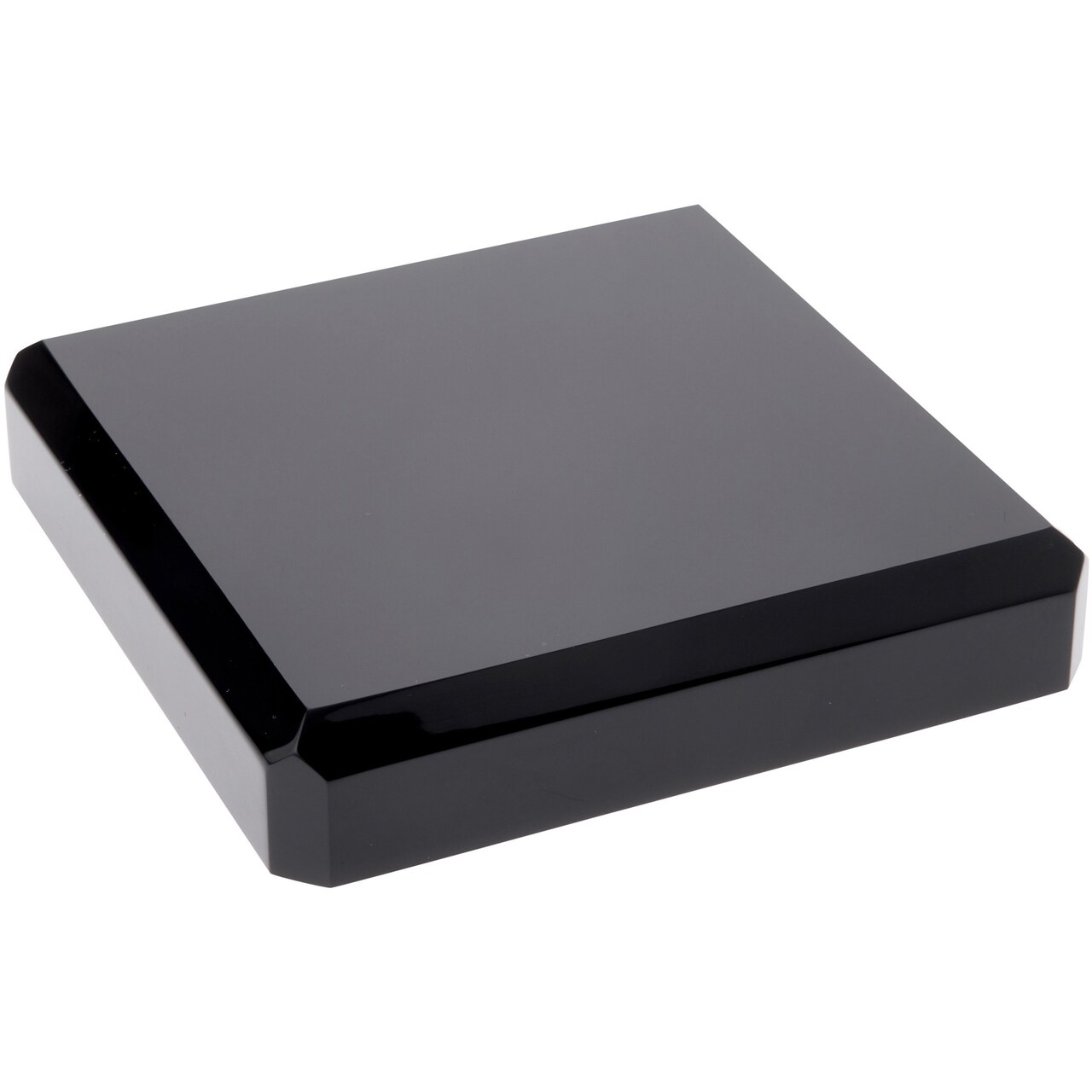 Plymor Black Polished Acrylic Square Beveled Display Base, 5" W x 5" D x 1" H